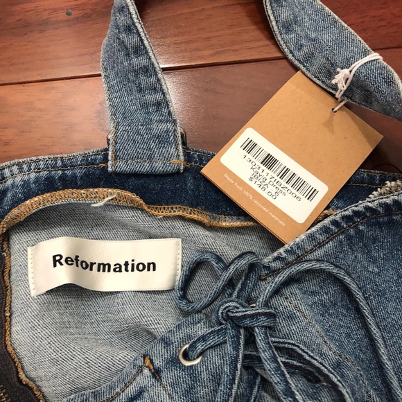 BNWT Reformation Kayla Denim Lace-up Dress 4 & 6 - Picture 5 of 7